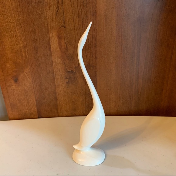 Vintage 1960’s Ceramic Long Necked White Glazed Crane Egret Figurine 14” - Picture 1 of 5